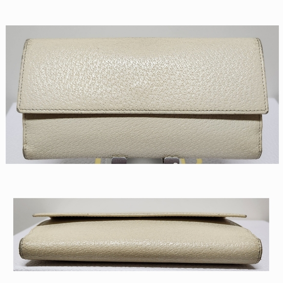 GUCCI G Clasp Continental Pebble Grain Ivory Leather Wallet Auth #035.2778.2097 - Picture 8 of 16